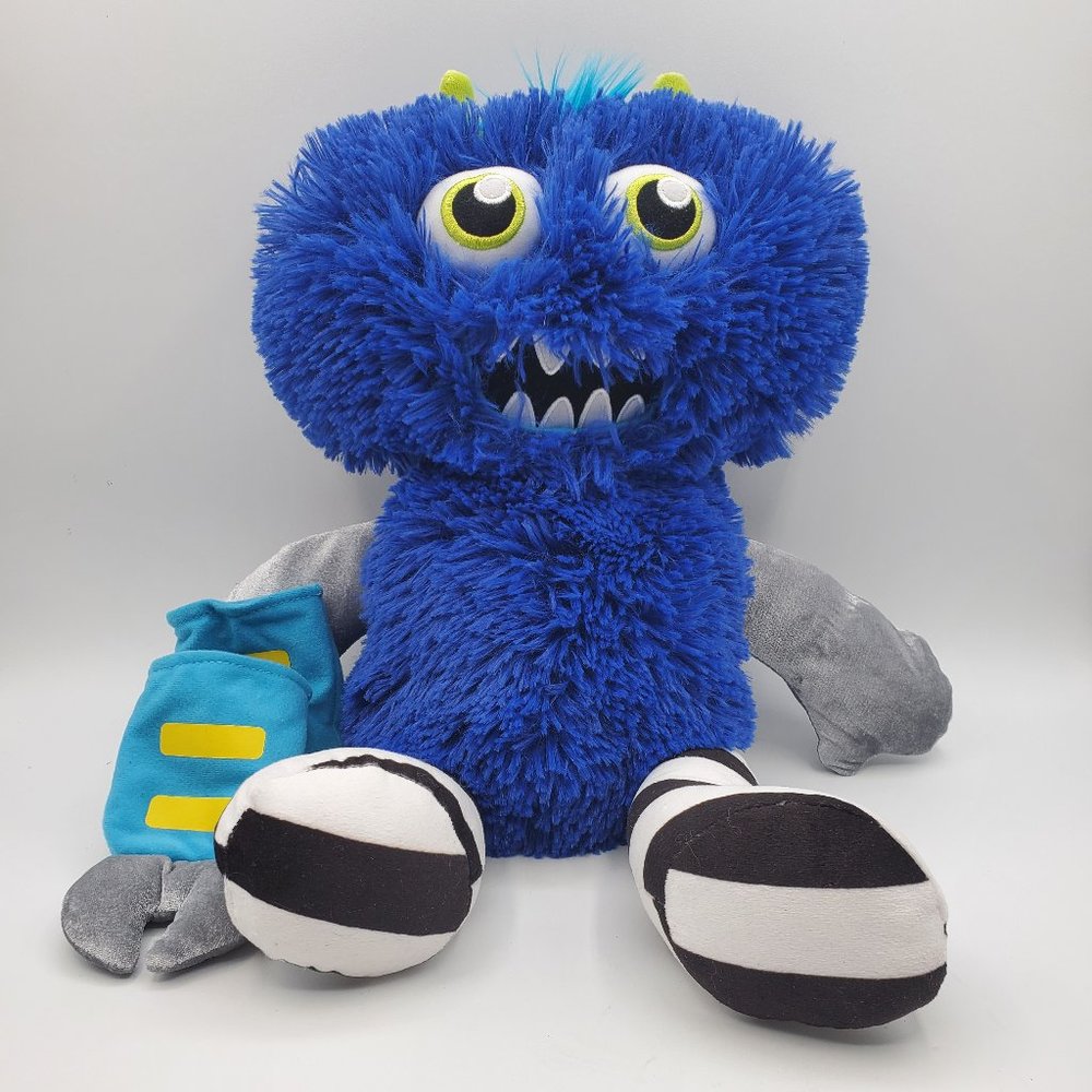 Build a Bear Plush Blue Monster, Pinchers, Striped Legs Furry 16" Makes Sounds